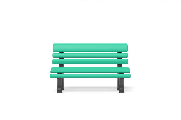 3d rendering park bench green color isolated on a white background. Cartoon minimalistic style.