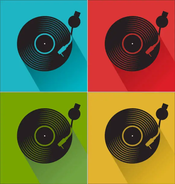 Vector illustration of Black vinyl record disc flat concept background