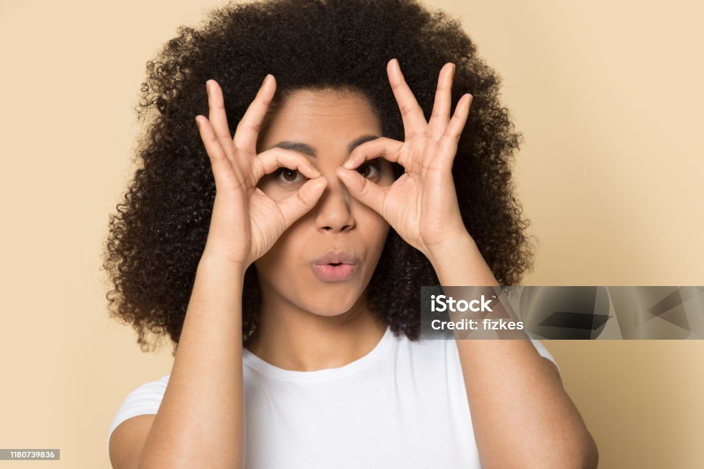 Funny African American Girl Have Fun Making Face Expressions Stock Photo -  Download Image Now - iStock