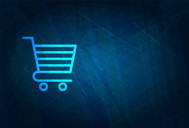 istock Shopping cart icon futuristic digital abstract blue background 1180742903