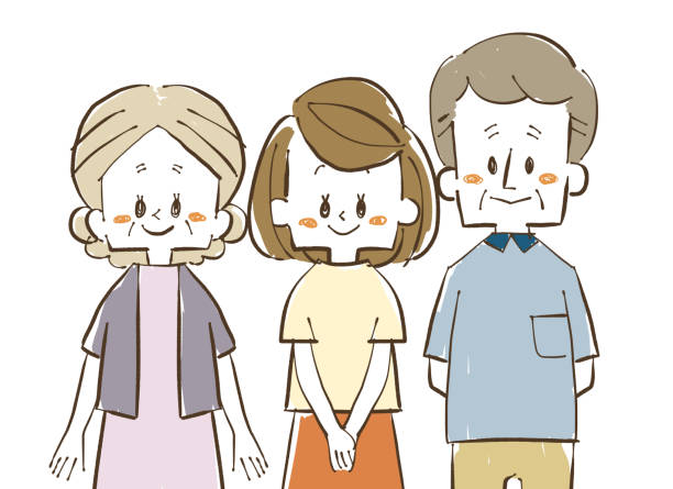Family of three-Parents and daughter Smiling parents and daughter my stepmom stock illustrations
