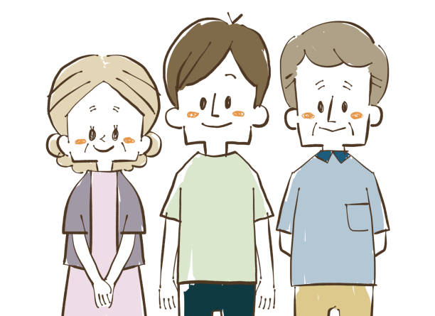 Family of three-Parents and son Smiling parents and son my stepmom stock illustrations