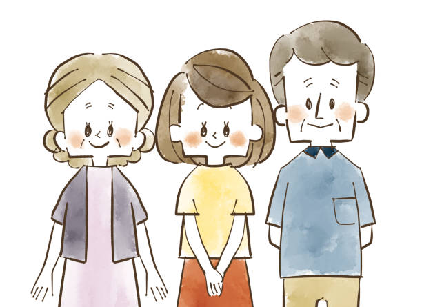 Family of three-Parents and daughter Smiling parents and daughter my stepmom stock illustrations