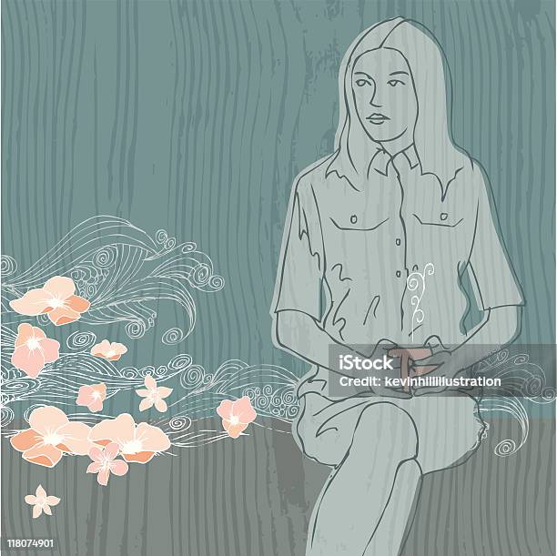 Woman Sitting With Coffee Stock Illustration - Download Image Now - Adult, Adults Only, Beautiful People