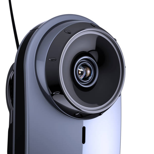 Lens digital eye camera photo looking shadowing. Video surveillance security computer biometric scan electronic vision concept. 3d illustration