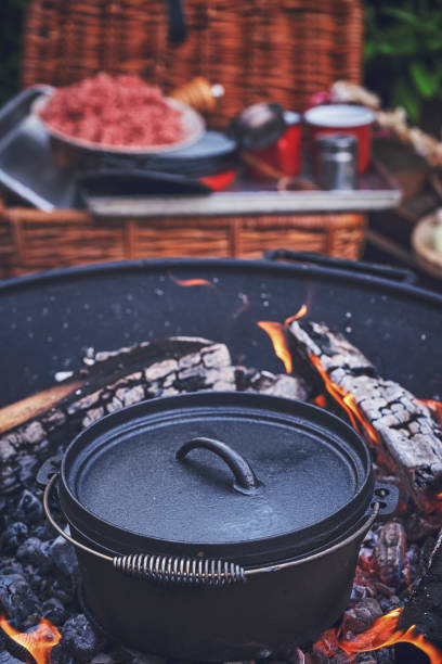istock Cooking Chili Con Carne in Dutch Oven over Logfire 1180754561