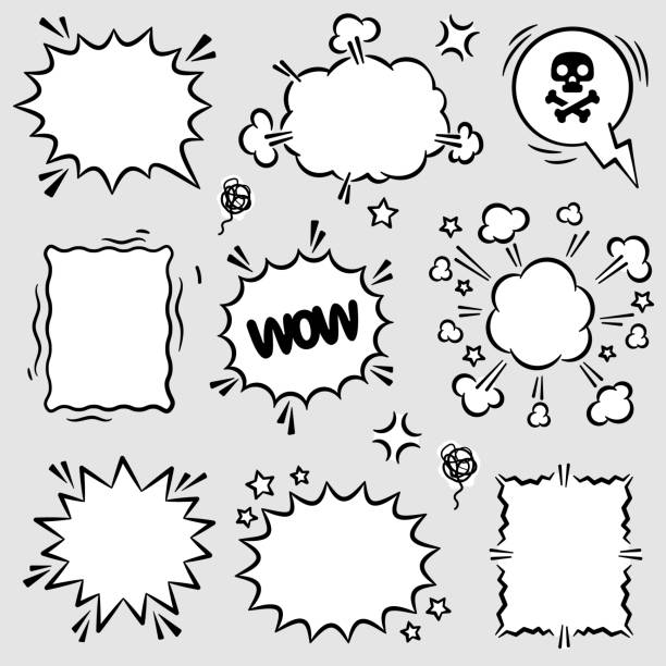 sada angry comic speech bubliny - vztek hněv stock ilustrace