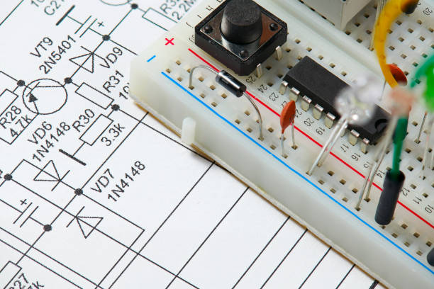 istock closeup of electronic component, unit, part, radio equipment and digital microchip - DIY kit for learning, training and development of electric circuits 1180755677