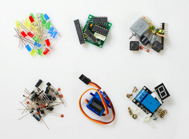 istock closeup of electronic component, unit, part, radio equipment and digital microchip - DIY kit for learning, training and development of electric circuits 1180755826