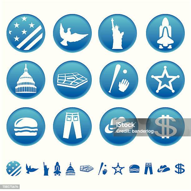 Ilustración de American Símbolos y más Vectores Libres de Derechos de Azul - Azul, Bate, Bate de béisbol
