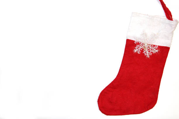 istock red christmas sock on white background 1180760577