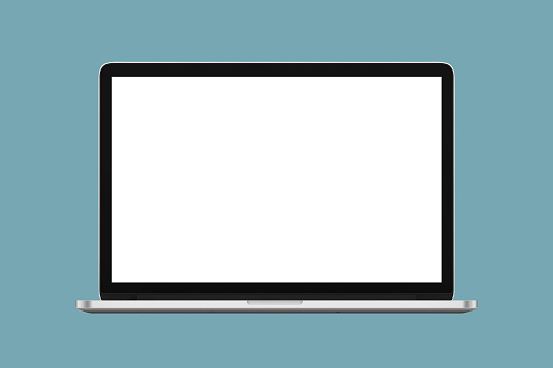 Blank Screen Laptop Isolated On Pastel Blue Background With Clipping Path  Stock Photo - Download Image Now - iStock