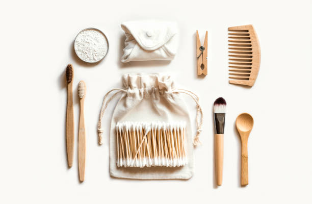 istock Set of eco natural bathroom accessories on white background. 1180762201