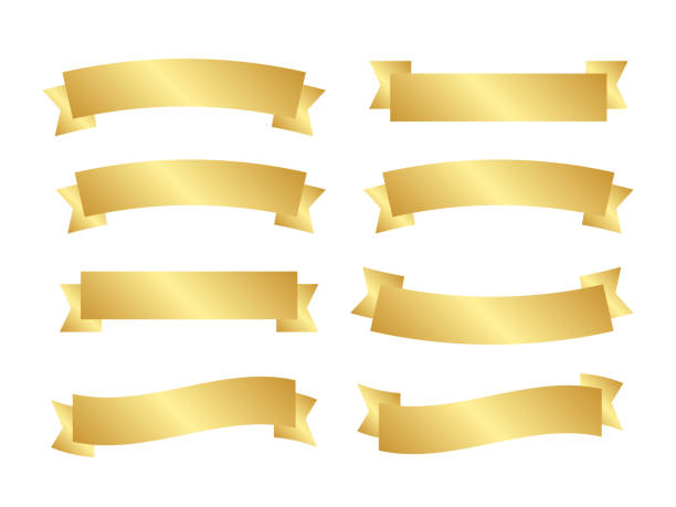 istock Golden ribbon set. Gold ribbons banner vector 1180768228