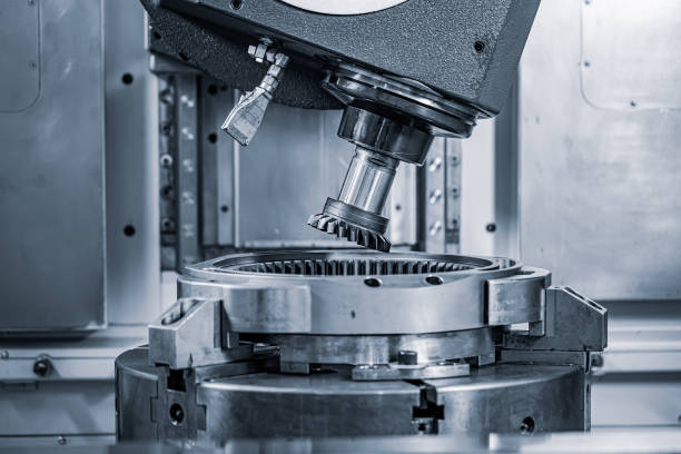 istock Metalworking CNC lathe milling machine. Cutting metal modern processing technology. 1180768950