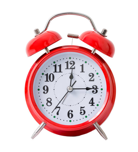 istock Red alarm clock, isolated on the white background 1180770554