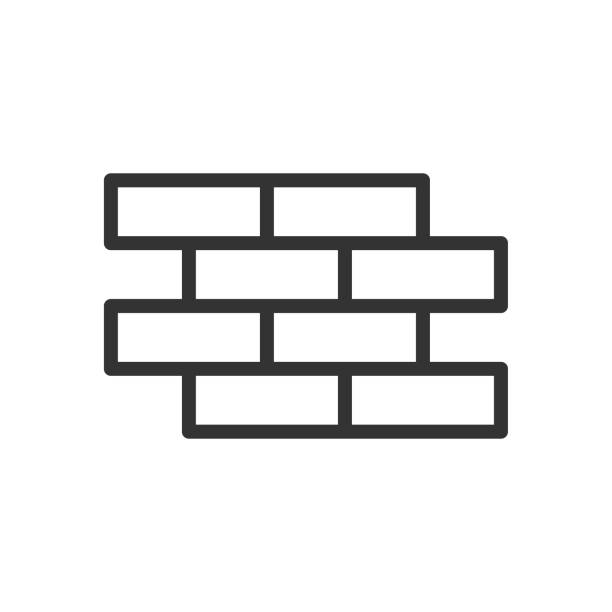 brickwork outline ui ikona sieci web. ikona wektora muru dla projektu internetowego, mobilnego i interfejsu użytkownika izolowana na białym tle - brick single object solid construction material stock illustrations