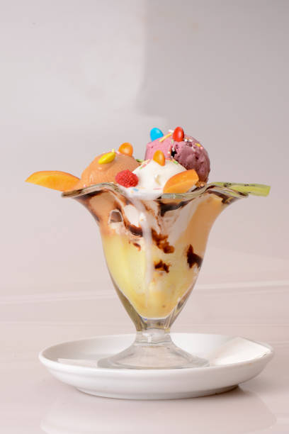 Fruit cup with whipped cream.