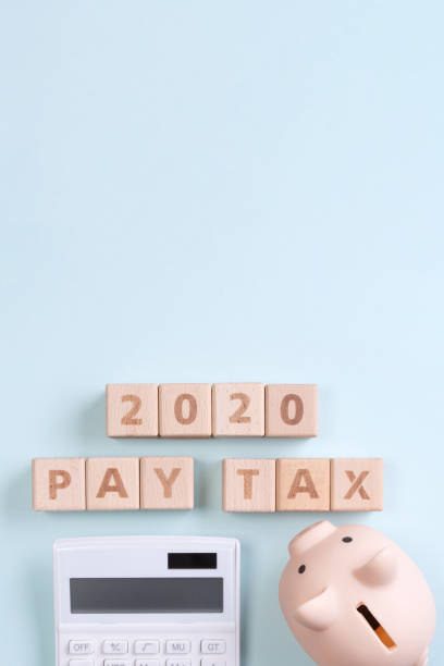 istock 2020 goal, finance plan abstract design concept, wood blocks on blue table background with piggy bank and calculator. 1180777211