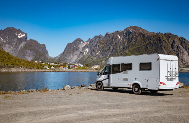 a white motorhome on a road