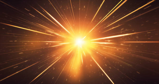 abstract glowing gold streaks background - glitter, sparkler, christmas, high speed, light speed - big bang fotografías e imágenes de stock