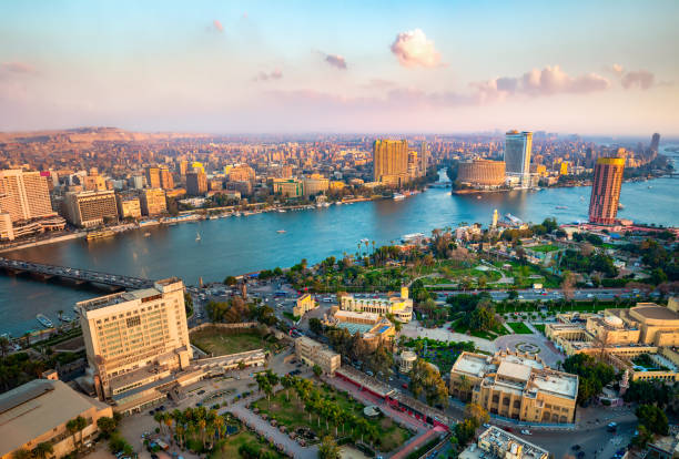 panorama de el cairo - cairo egypt africa night fotografías e imágenes de stock