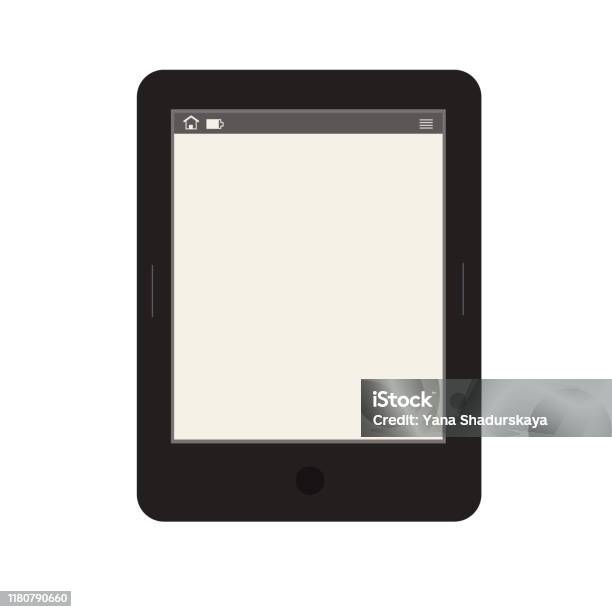 Ereader Graphics Ereader In Working Mode Without Text On A White Background Vector ...