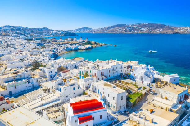 istock Panoramic view of Mykonos town, Cyclades islands, Greece 1180790824