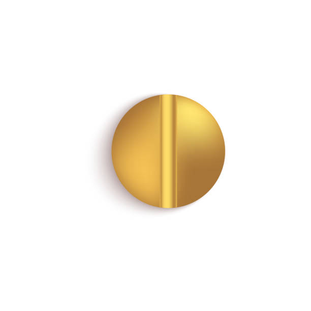 istock Top view head of screw or bolt golden metal t realistic vector illustration isolated. 1180795052