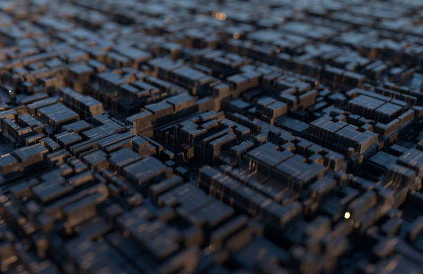 istock Abstract technological futuristic background, chip square. Depth of field effect. 3d rendering 1180795239