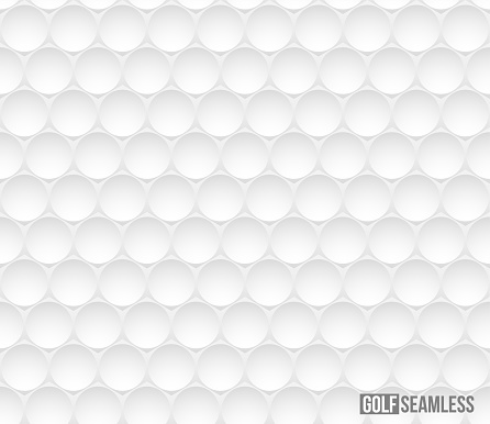 Golf ball vector seamless pattern. Sport equipment with round dents. Golfball closeup texture. Round dimples decorative background. Geometric wrapping paper, wallpaper textile design