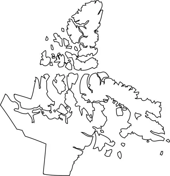 Vector illustration of Line map state Canada. Nunavut