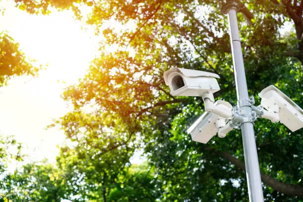 Photo of CCTV security camera surveillance in the park