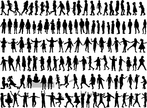 Children silhouettes. Vector work.