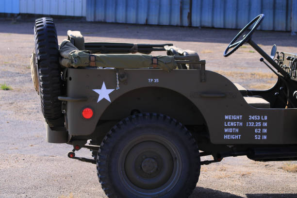 Cerny, France. Military vehicle. 13 October 2019 :
Jeep Ford GPA Preston 44 used during the Second World War by the US Army. Model restored to tow airplanes in airfields. jeep 4x4 off road vehicle world war ii stock pictures, royalty-free photos & images