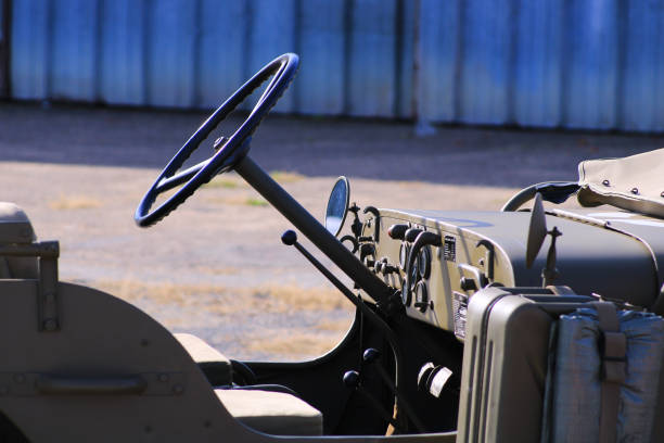 Cerny, France. Military vehicle. 13 October 2019 :
Jeep Ford GPA Preston 44 used during the Second World War by the US Army. Model restored to tow airplanes in airfields. jeep 4x4 off road vehicle world war ii stock pictures, royalty-free photos & images