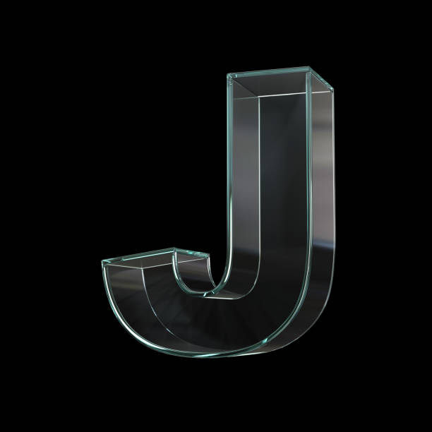 istock Glass font 3d rendering, letter J 1180801396