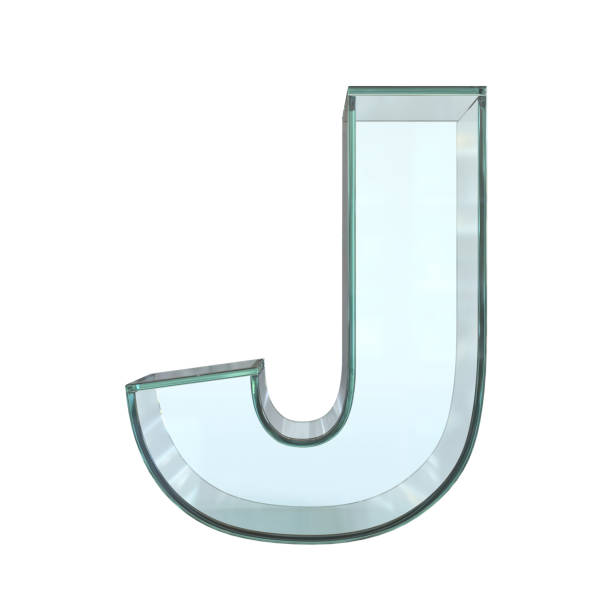 istock Glass font 3d rendering, letter J 1180802287