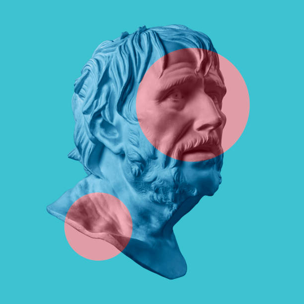 istock Contemporary art concept collage with antique statue head in a surreal style. Modern unusual art. 1180802468