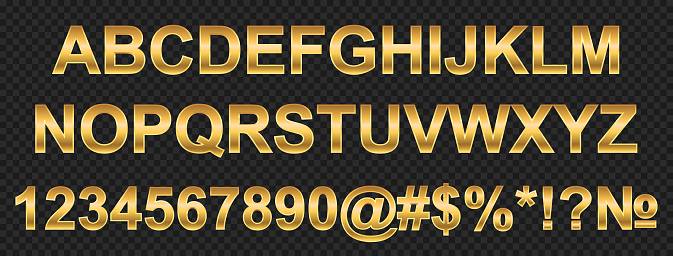 istock Golden alphabet, letters and numbers - stock vector 1180802599