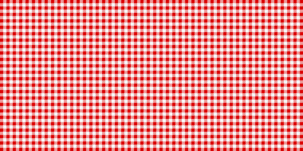 Red and white checked tablecloth pattern, checkered tablecloth for picnic - stock vector vector art illustration