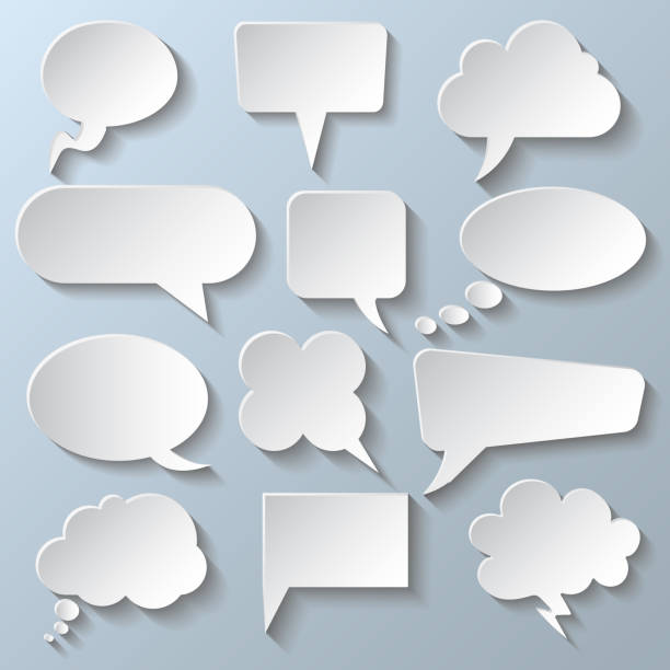 ilustraciones, imágenes clip art, dibujos animados e iconos de stock de establecer diferente blanco burbuja de voz vacía, signo de chat - vector de stock - conversation bubble