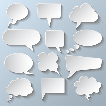 Set different white empty speech bubble, chat sign - stock vector