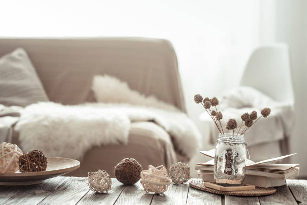 istock Cozy bright living room with sofa and pillows. 1180812985
