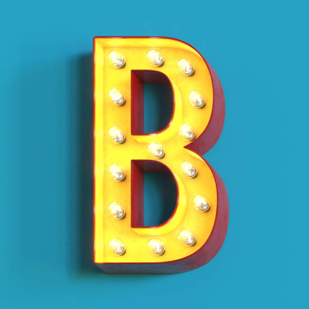 istock Light bulb glowing font,3d alphabet letter B 1180813251