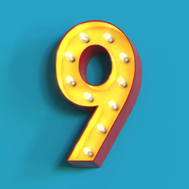 istock Light bulb glowing font,3d alphabet number 9 1180813272