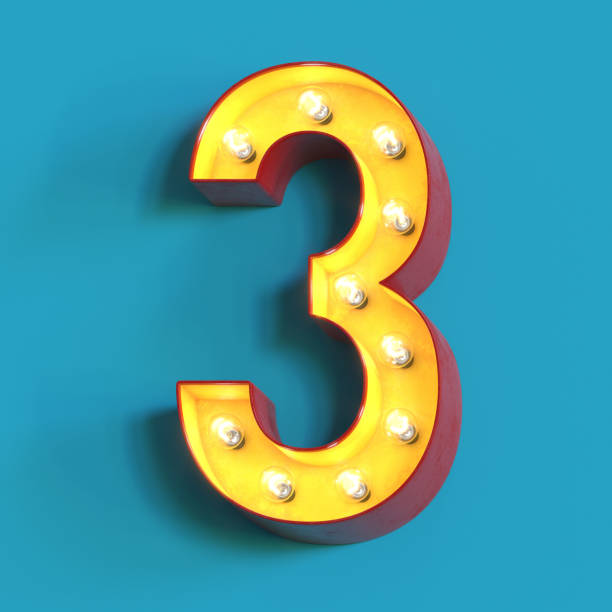 istock Light bulb glowing font,3d alphabet number 3 1180813285
