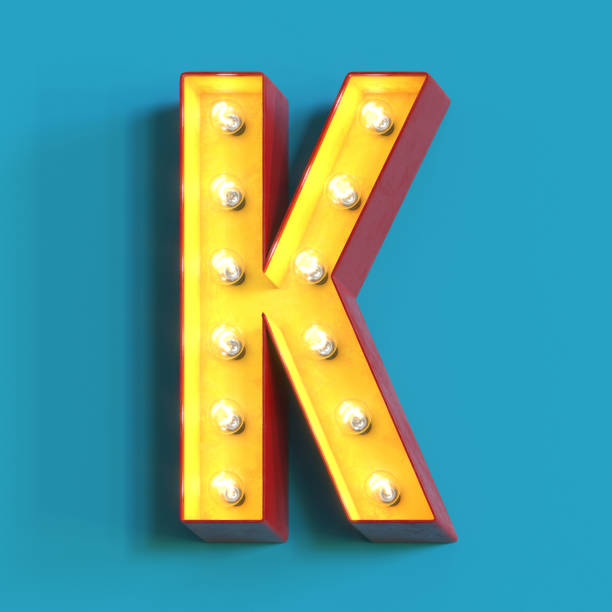 istock Light bulb glowing font,3d alphabet letter K 1180813826