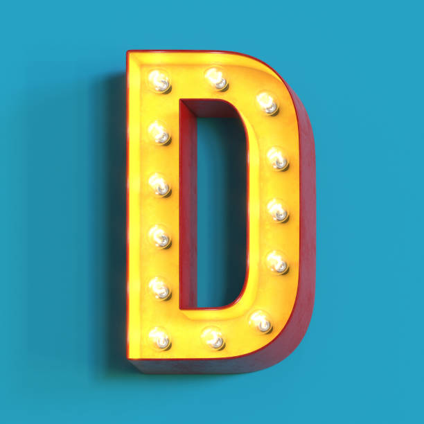 istock Light bulb glowing font,3d alphabet letter D 1180813836
