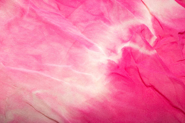 Tie Dye Fabric on Silk Funky Colour Ruffled stock photo